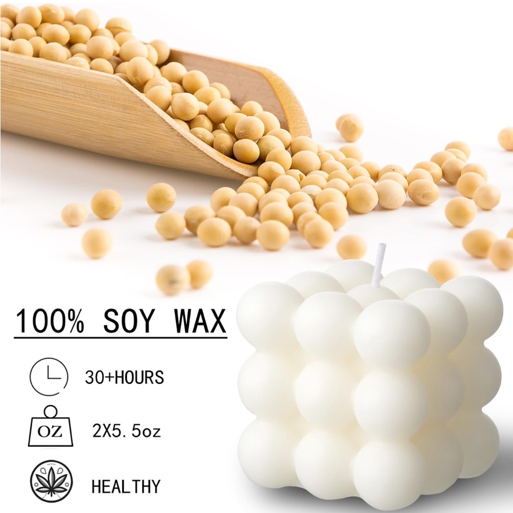 ACITHGL Bubble Candle - Cube Soy Wax Candles Scented Candle Set 2 Pieces - Picture 4 of 5